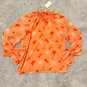 Ramy Brook Clarke Top Blouse Size Small Peaza Orange Floral Resortwear Flowy